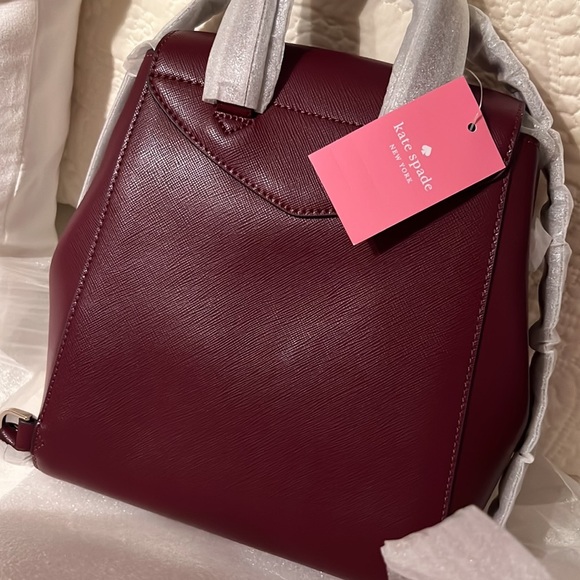 15. Kate Spade Lizzie Medium Flap Backpack in Deep Berry - Picture 10 of 14